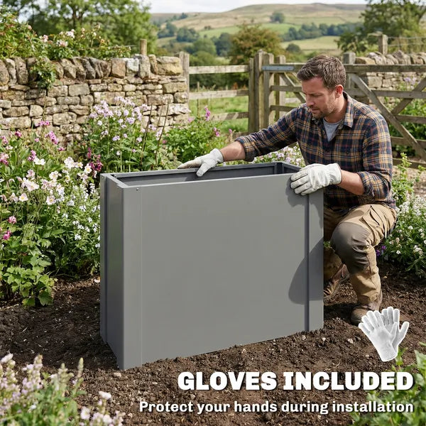 Outsunny Raised Garden Bed Galvanized Planter Box Outdoor with Gloves for Gardening Vegetables, Flower, Herb, 2.6 x 1 x 2 ft, Gray - product image 7