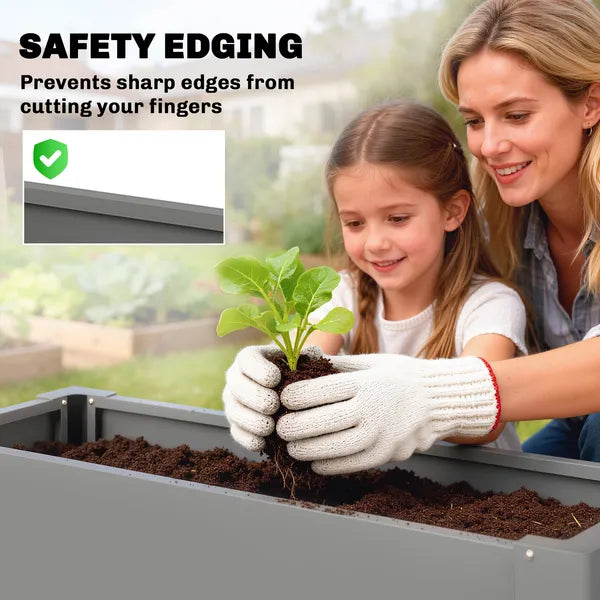 Outsunny Raised Garden Bed Galvanized Planter Box Outdoor with Gloves for Gardening Vegetables, Flower, Herb, 2.6 x 1 x 2 ft, Gray - product image 6