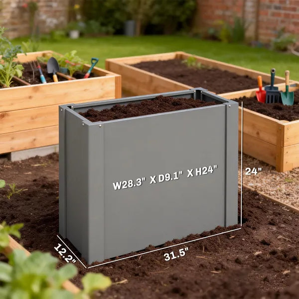 Outsunny Raised Garden Bed Galvanized Planter Box Outdoor with Gloves for Gardening Vegetables, Flower, Herb, 2.6 x 1 x 2 ft, Gray - product image 3