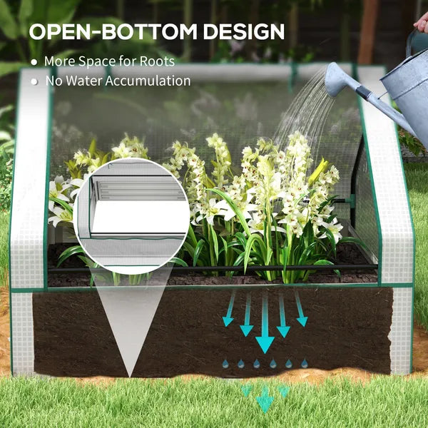 Outsunny Raised Garden Bed, Outdoor Metal Planter Box with Mini Greenhouse, White and Brown - product image 6