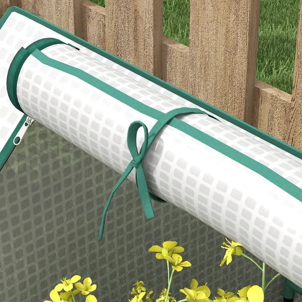 Outsunny Raised Garden Bed, Outdoor Metal Planter Box with Mini Greenhouse, White and Brown - product image 9