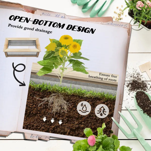 Raised Garden Bed, Planter Box, Metal and Wood Combined, for Growing Flowers, Herbs and Vegetables - product image 5