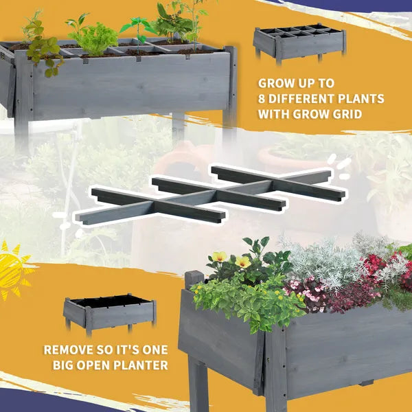 Outsunny Raised Garden Bed Planter Box with 8 Grow Grids, Storage Shelf and Lockable Wheels - product image 4