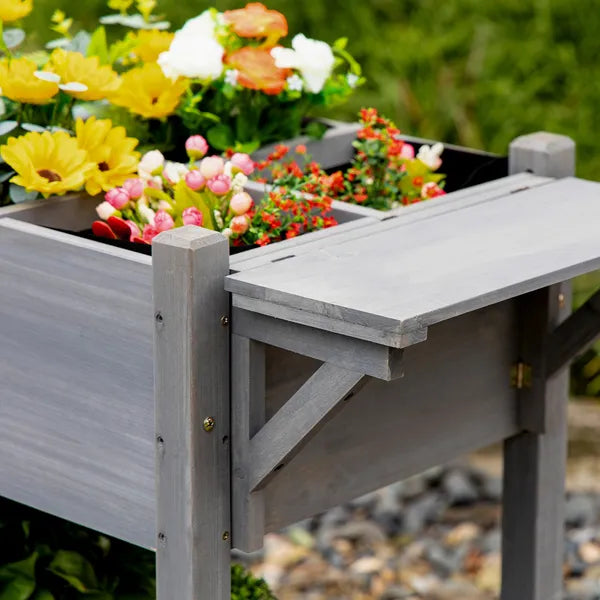 Outsunny Raised Garden Bed Planter Box with 8 Grow Grids, Storage Shelf and Lockable Wheels - product image 9