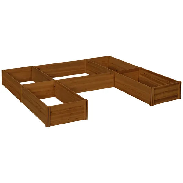 Outsunny Raised Garden Bed, Set of 5 Large Wooden Box Planters for Outdoor Plants Vegetables Flowers Herbs, 7.5x7.5x1ft, Brown - product image 11