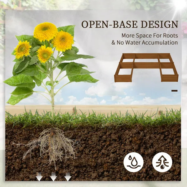 Outsunny Raised Garden Bed, Set of 5 Large Wooden Box Planters for Outdoor Plants Vegetables Flowers Herbs, 7.5x7.5x1ft, Brown - product image 6