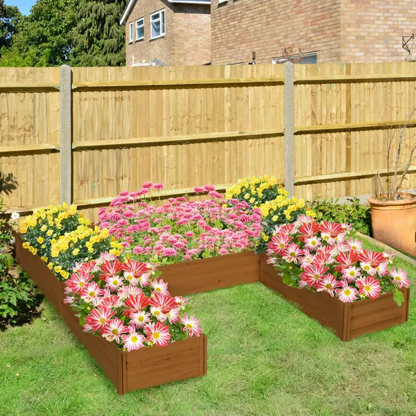 Outsunny Raised Garden Bed, Set of 5 Large Wooden Box Planters for Outdoor Plants Vegetables Flowers Herbs, 7.5x7.5x1ft, Brown - product image 10