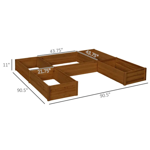 Outsunny Raised Garden Bed, Set of 5 Large Wooden Box Planters for Outdoor Plants Vegetables Flowers Herbs, 7.5x7.5x1ft, Brown - product image 3
