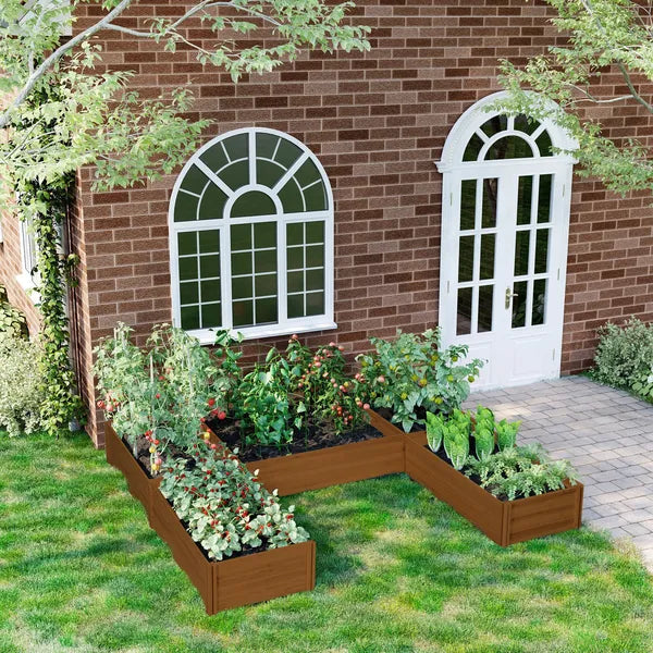 Outsunny Raised Garden Bed, Set of 5 Large Wooden Box Planters for Outdoor Plants Vegetables Flowers Herbs, 7.5x7.5x1ft, Brown - product image 2