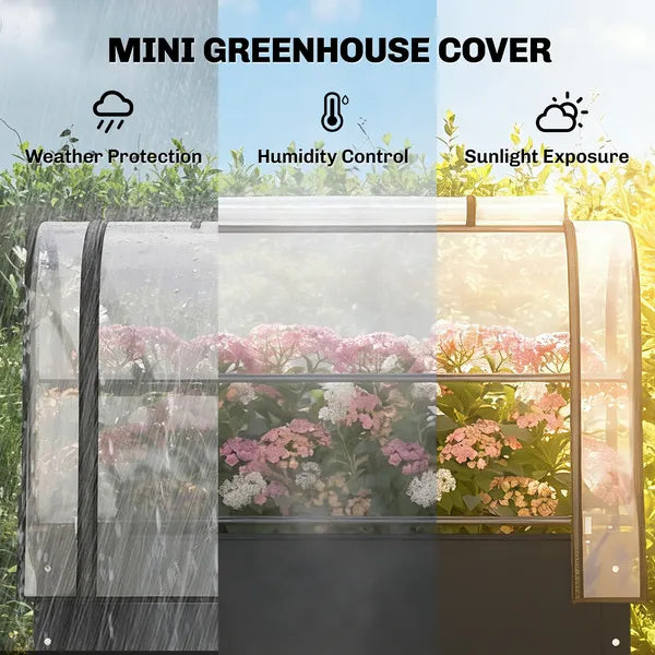 Outsunny 39.4 Inch Raised Garden Bed with Flip Up Greenhouse Cover Black - product image 4