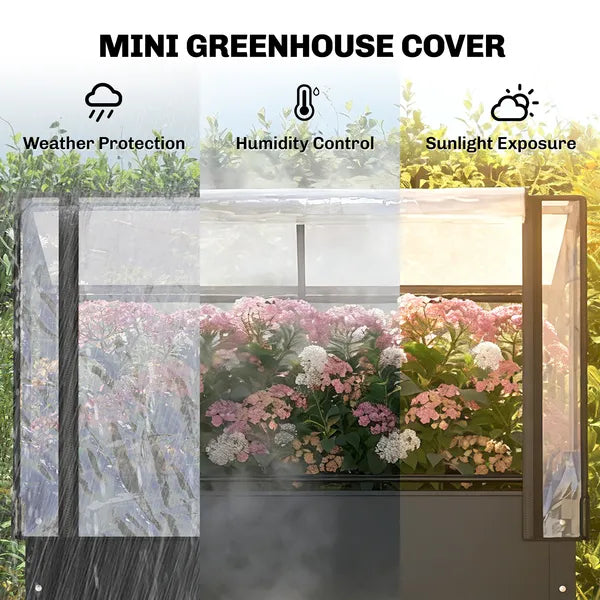 Outsunny 39.4 Inch Raised Garden Bed with Adjustable Flip Up Greenhouse Cover Black - product image 4