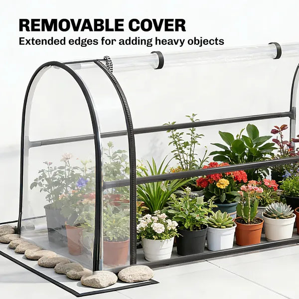 Outsunny 39.4 Inch Raised Garden Bed with Flip Up Greenhouse Cover Black - product image 5