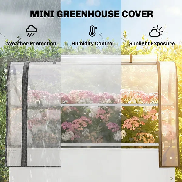 Outsunny Raised Garden Bed with Flip-Up Greenhouse Cover, Metal Elevated Garden Bed with Legs and Drainage Hole, White - product image 4