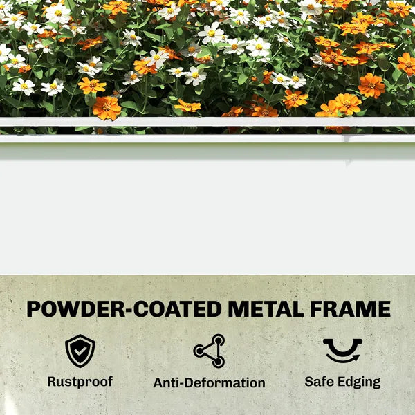 Outsunny Raised Garden Bed with Flip-Up Greenhouse Cover, Metal Elevated Garden Bed with Legs and Drainage Hole, White - product image 9