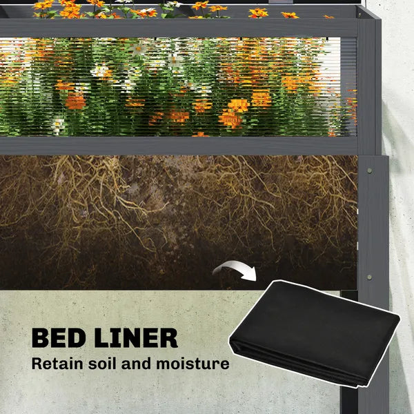 Outsunny Raised Garden Bed with Flip-Up Mini Greenhouse, Elevated Planter Box with Legs and Bed Liner for Flowers, Vegetables - product image 7