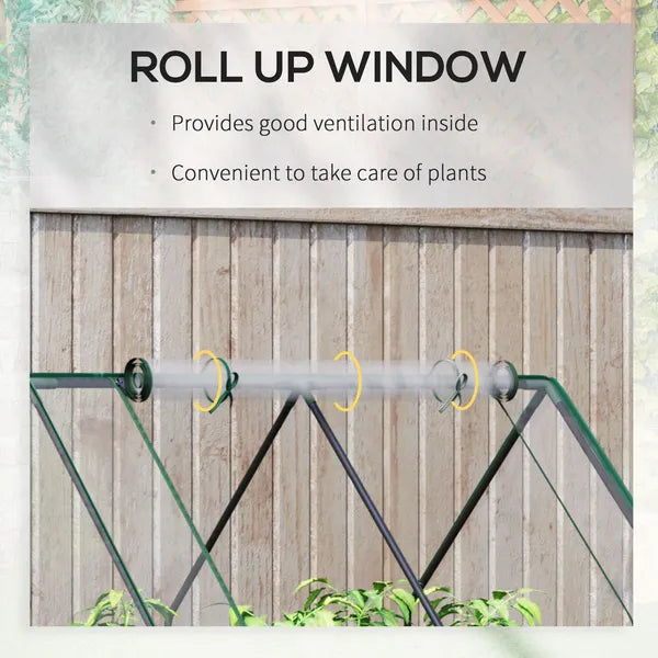 Outsunny Raised Garden Bed with Greenhouse, Steel Planter Box with Plastic Cover, Roll-Up Window, Clear - product image 8