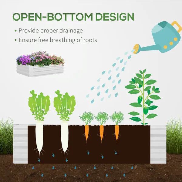 Outsunny Raised Garden Bed with Greenhouse, Steel Planter Box with Plastic Cover, Roll-Up Window, Clear - product image 7
