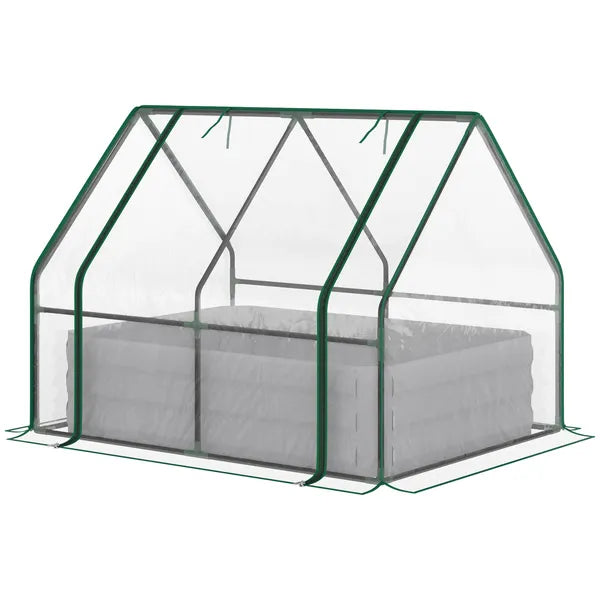 Outsunny Raised Garden Bed with Greenhouse, Steel Planter Box with Plastic Cover, Roll-Up Window, Clear - product image 18