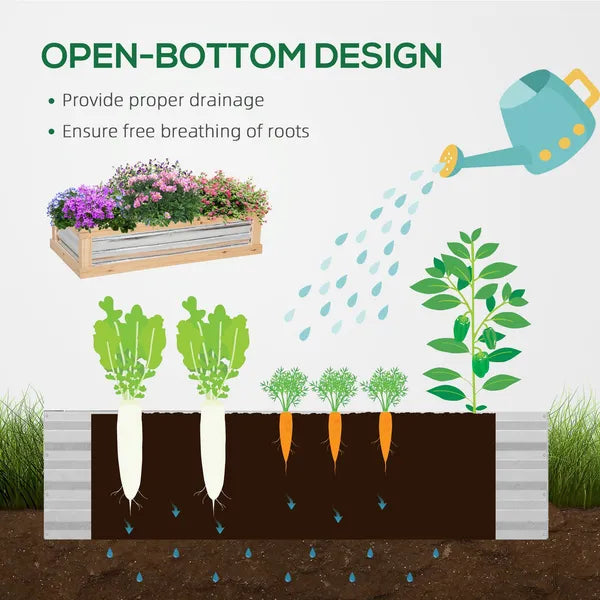 Outsunny Raised Garden Bed with Greenhouse Top, Garden Wooden Cold Frame Greenhouse Flower Planter Protection, 48 Inchx24 Inchx32.25 Inch, Natural - product image 5