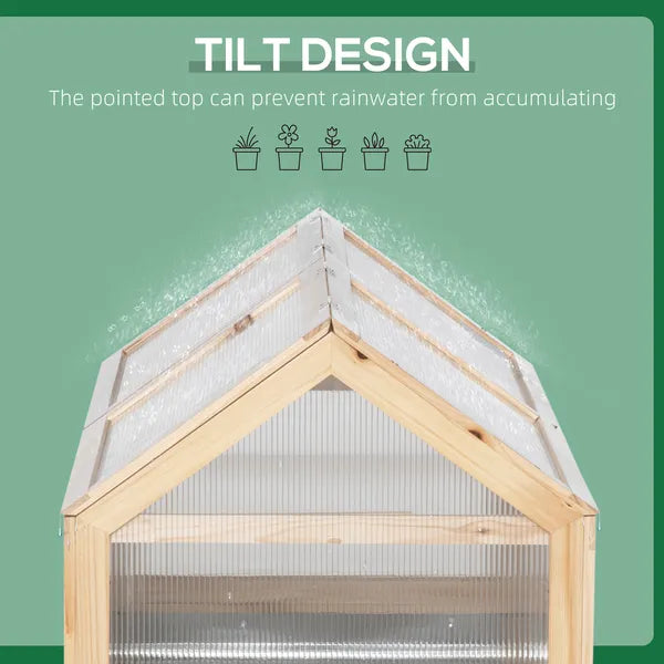 Outsunny Raised Garden Bed with Greenhouse Top, Garden Wooden Cold Frame Greenhouse Flower Planter Protection, 48 Inchx24 Inchx32.25 Inch, Natural - product image 8