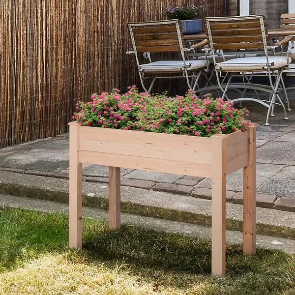 Outsunny Raised Garden Bed with Legs, 34" x 18" x 30", Elevated Wooden Planter Box, Self-Draining with Bed Liner for Vegetables, Herbs - product image 10
