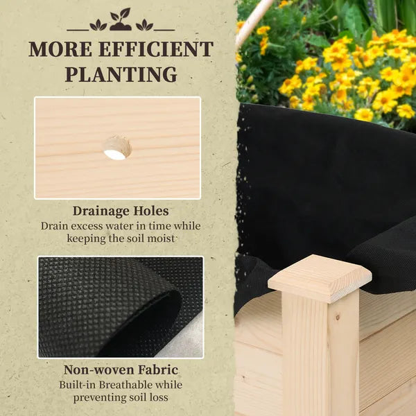 Outsunny Raised Garden Bed with Legs, 34" x 18" x 30", Elevated Wooden Planter Box, Self-Draining with Bed Liner for Vegetables, Herbs - product image 6