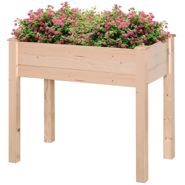 Outsunny Raised Garden Bed with Legs, 34" x 18" x 30", Elevated Wooden Planter Box, Self-Draining with Bed Liner for Vegetables, Herbs - product image 11