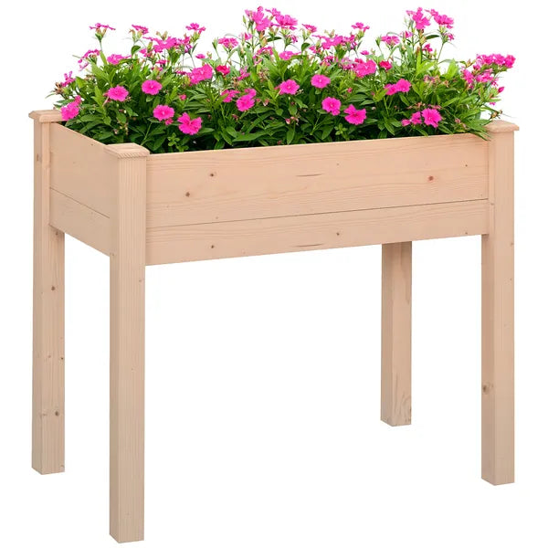 Outsunny Raised Garden Bed with Legs, 34" x 18" x 30", Elevated Wooden Planter Box, Self-Draining with Bed Liner for Vegetables, Herbs - product image 1