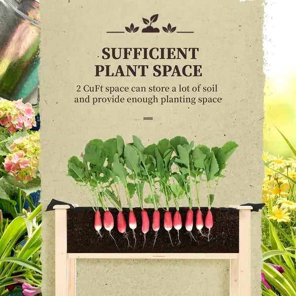 Outsunny Raised Garden Bed with Legs, 34" x 18" x 30", Elevated Wooden Planter Box, Self-Draining with Bed Liner for Vegetables, Herbs - product image 4