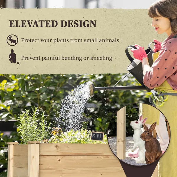 Outsunny Raised Garden Bed with Legs, 34" x 18" x 30", Elevated Wooden Planter Box, Self-Draining with Bed Liner for Vegetables, Herbs - product image 5