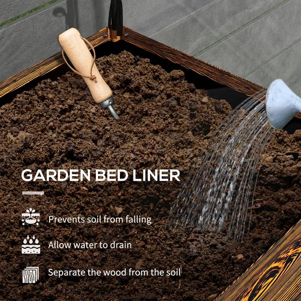 Outsunny Raised Garden Bed with Legs and Cover, Metal Elevated Planter Box with Bottom Shelf and Liner for Vegetables, Brown - product image 6