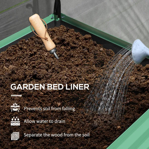 Outsunny Raised Garden Bed with Legs and Cover, Metal Elevated Planter Box with Bottom Shelf and Liner for Vegetables, Green - product image 6