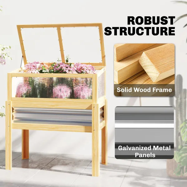 Outsunny Raised Garden Bed with Mini Greenhouse, Elevated Planter Box with Legs and Bed Liner for Flowers, Vegetables - product image 8