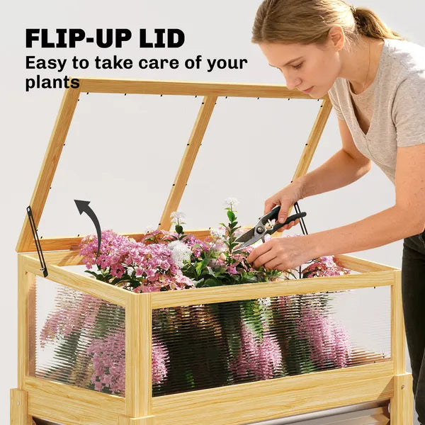 Outsunny Raised Garden Bed with Mini Greenhouse, Elevated Planter Box with Legs and Bed Liner for Flowers, Vegetables - product image 5