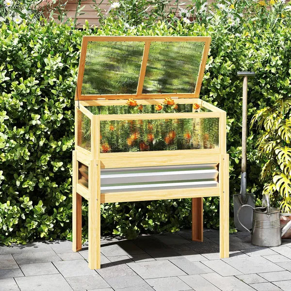 Outsunny Raised Garden Bed with Mini Greenhouse, Elevated Planter Box with Legs and Bed Liner for Flowers, Vegetables - product image 9