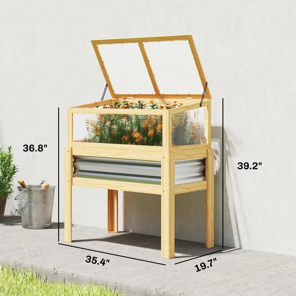 Outsunny Raised Garden Bed with Mini Greenhouse, Elevated Planter Box with Legs and Bed Liner for Flowers, Vegetables - product image 3