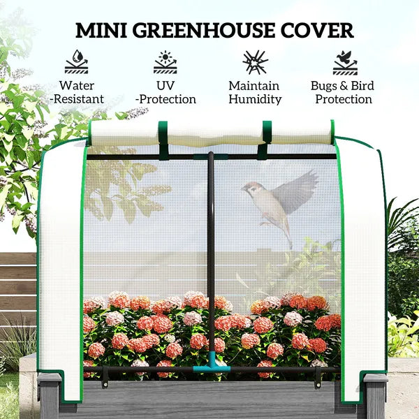 Outsunny Raised Garden Bed with PE Greenhouse Cover Outdoor Planter Box for Herbs and Vegetables, 35 x 22 x 47 inch, Dark Gray - product image 4