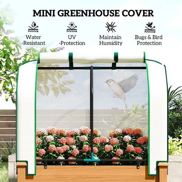 Outsunny Raised Garden Bed with PE Greenhouse Cover Outdoor Planter Box for Herbs and Vegetables, 35 x 22 x 47 inch, Sand - product image 4
