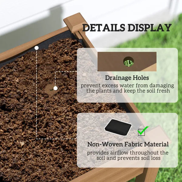 Outsunny Raised Garden Bed with PE Greenhouse Cover Outdoor Planter Box for Herbs and Vegetables, 48 x 22 x 46 inch, Brown - product image 5