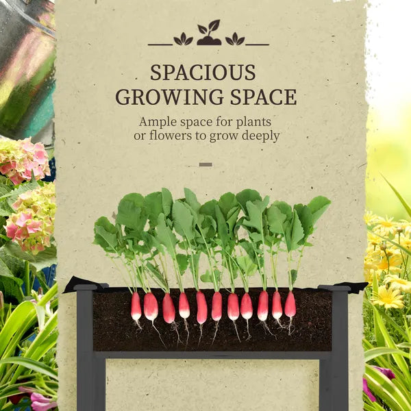 Outsunny Raised Garden Bed with PE Greenhouse Cover Outdoor Planter Box for Herbs and Vegetables, 48 x 22 x 46 inch, Dark Gray - product image 7