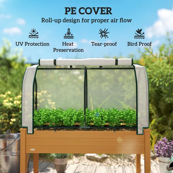 Outsunny Raised Garden Bed with PE Greenhouse Cover Outdoor Planter Box for Herbs and Vegetables, 48 x 22 x 46 inch, Sand - product image 4