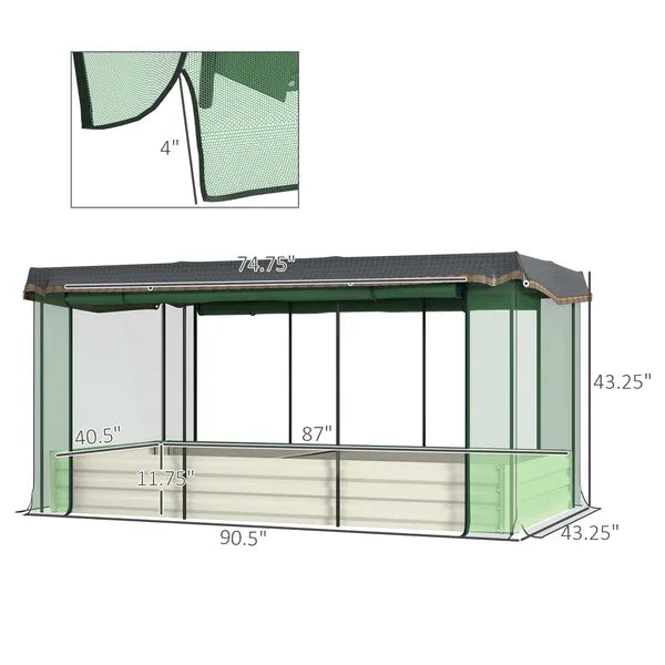 Raised Garden Bed with Protective Cage and Shade Beige for Flowers and Vegetables - product image 3