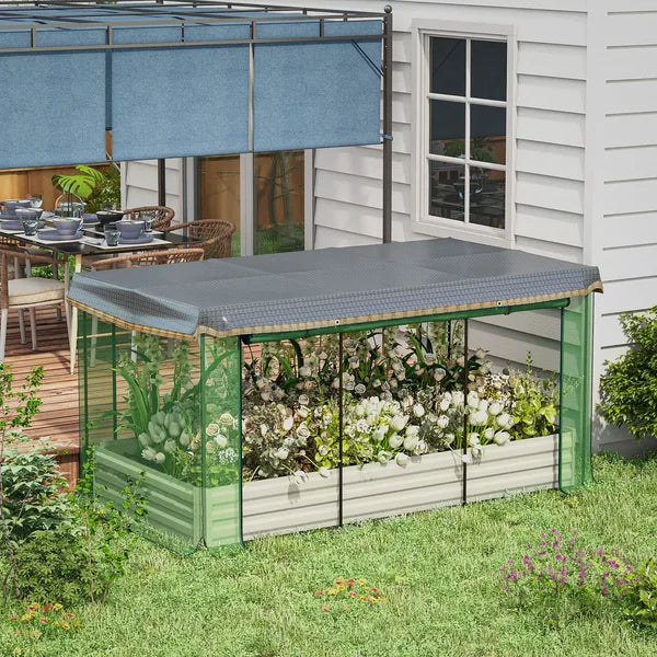 Raised Garden Bed with Protective Cage and Shade Beige for Flowers and Vegetables - product image 2