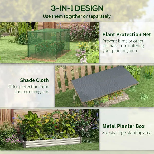Raised Garden Bed with Protective Cage and Shade Beige for Flowers and Vegetables - product image 4