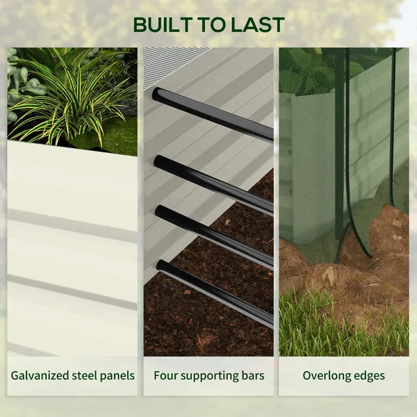 Raised Garden Bed with Protective Cage and Shade Beige for Flowers and Vegetables - product image 7