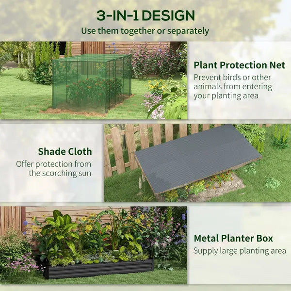 Outsunny Raised Garden Bed with Protective Cage and Shade Gray for Flowers and Vegetables - product image 4