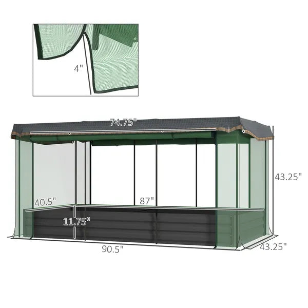 Outsunny Raised Garden Bed with Protective Cage and Shade Gray for Flowers and Vegetables - product image 3
