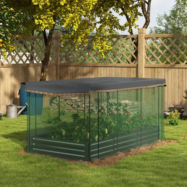 Outsunny Raised Garden Bed with Protective Cage and Shade Gray for Flowers and Vegetables - product image 10