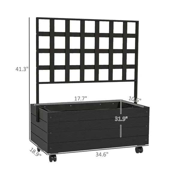 Outsunny Raised Garden Bed with Trellis and Wheels, Outdoor Planter Wooden Elevated Garden Bed for Garden, Patio, Balcony - product image 3