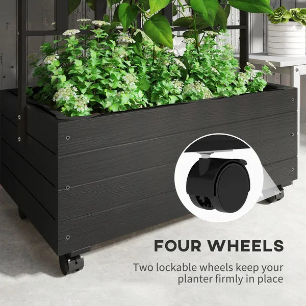 Outsunny Raised Garden Bed with Trellis and Wheels, Outdoor Planter Wooden Elevated Garden Bed for Garden, Patio, Balcony - product image 5